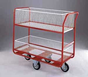 Post Room Trolley with 2 baskets 1070x535x1170 Post trolley document distribution trolleys with mesh baskets 507BT106 