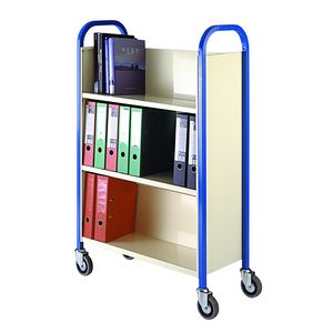 3 tier Book trolley (single sided) Multi-tiered trolleys 2 tier tea trolley units & 3 tier trucks with shelves trays or baskets TT25 Red, Yellow, Green, Blue