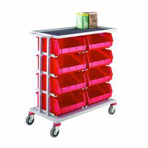 StoreTrolley With Tray Top & 8 Bins - 1010Hx510Wx1050mmL Euro Container Trolley | Picking Containers | Production Trolley CT25 