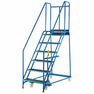 Handlock Mobile Safety Steps with 8 x 760mm W Rubber Treads Mobile Warehouse Safety Steps | Working Height 3m - 4m. S093 
