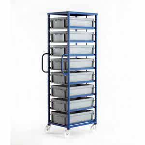 Mobile container rack 1830mmH, with 8 x 175H euro containers Euro Container Trolley | Picking Containers | Production Trolley 506CT508 