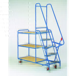 5 step trolley with 3 Plywood shelves Trolley Order Picking | Warehouse Picking Trolley | Fulfillment Trolley | Trollies with Steps S193 
