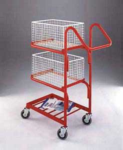 Small Post Room Trolley with 2 baskets 855x430x1055 Post trolley document distribution trolleys with mesh baskets 507BT109 