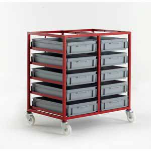 Double width Eurocontainer Trolley Including 10 Containers Euro Container Trolley | Picking Containers | Production Trolley 506CT405 