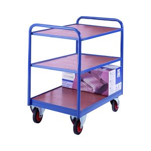 3 tray ply industrial tray trolley 350Kg Capacity Multi-tiered trolleys 2 tier tea trolley units & 3 tier trucks with shelves trays or baskets 501TT37 Blue, Red