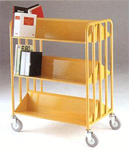 Library Book Trolley with Sloped Book Shelves Post trolley mailroom trucks benches and sorting frames TT26 Red, Yellow, Green, Blue