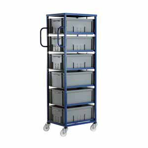 Mobile tray rack 1780mmH, with 6 euro containers 235 High Euro Container Trolley | Picking Containers | Production Trolley 506CT606 