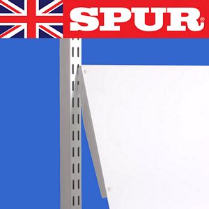 SLPB SPUR® Shelving Steel-Lok wall mounted periodical brackets 250mm, these come in pairs 1 x Left and 1 x Right handed. Ideal for magazine shelving and display of documents in libraries, museums and schools. British Made. For use with our Steel-Lok...