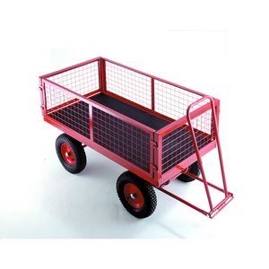 Turntable Trailers - Wire Mesh Ends & Sides 750kg Turntable trolleys & hand pulled trolleys with steering handle 521TR352P 