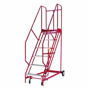 Safety Steps 6 tread - working height 3.0m. 850mm o/a width. Expanded metal and chequer plate safety steps 2 - 3m high 23/s161.jpg