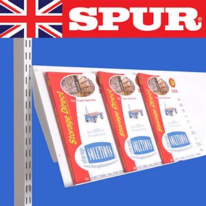 Kit of Two Spur  Slanting Periodical / Display Shelves White Spur Shelving Premium Grade Wall Mounted Steel-Lok Shelving for home or office 25/PeriodicalWhiteCata.jpg