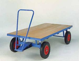 Flat bed turntable Truck 2m x 1m Pnumatic Tyres Turntable trolleys & hand pulled trolleys with steering handle 521TR110P 