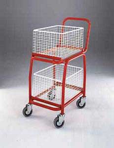 Mail Trolley with 2 baskets 700x435x920 Post trolley document distribution trolleys with mesh baskets 32/bt107.jpg