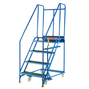 Safety Step 4 Tread - working height 2.4m. 760mm o/a width. Expanded metal and chequer plate safety steps 2 - 3m high 48/s052.jpg