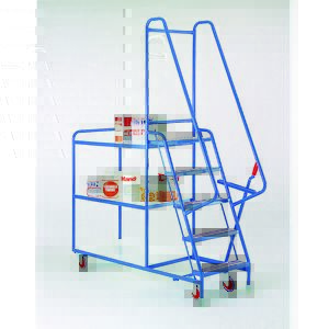 5 step tray trolley with 3 reversible shelves Trolley Order Picking | Warehouse Picking Trolley | Fulfillment Trolley | Trollies with Steps 50/S196.jpg