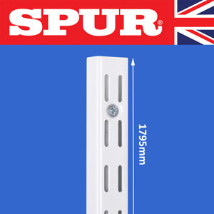Spur Steel-Lok Superior Strength Heavy Duty Wall Mounted Shelf Upright 1790mm Spur Shelving Premium Grade Wall Mounted Steel-Lok Shelving for home or office 57/1795UprightWhite.jpg